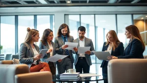 Enhancing Contract Management through collaboration among business professionals in a modern office.