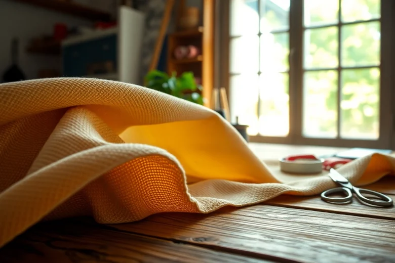 Bekijk wafel katoenen stof met een rijke textuur, perfect voor creatieve projecten.