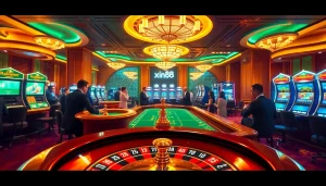 Experience the excitement of xin88 casino with players at a vibrant poker table.