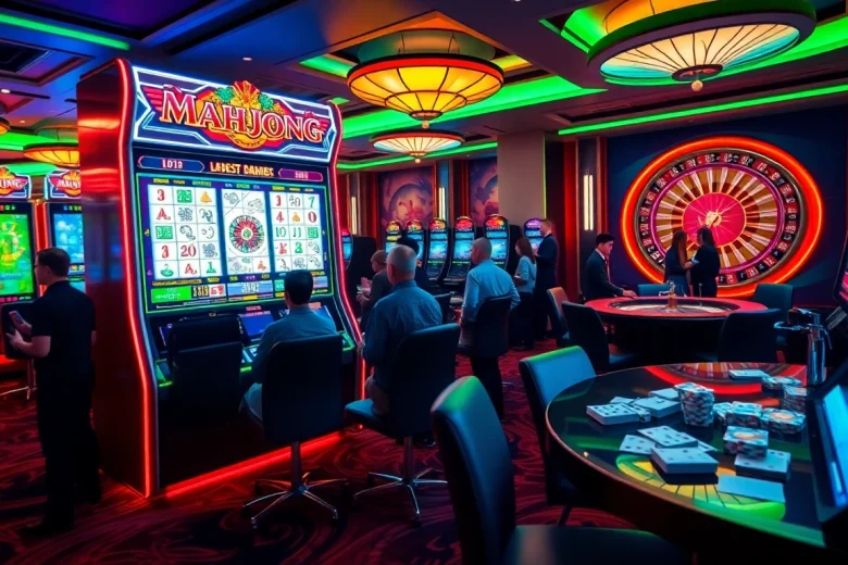 Experience the excitement of a slot demo mahjong with players winning at a lively casino floor.