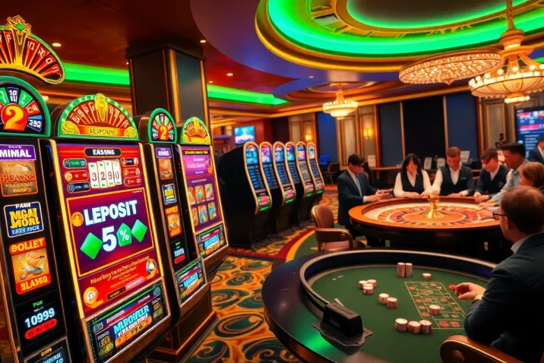 Experience the thrill of slot depo 5rb with vibrant slot machines and an exciting casino atmosphere.