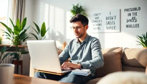 Engaged professional exploring part-time sales jobs from home in a stylish office.