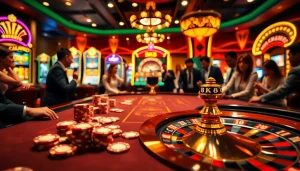 Players enjoying a thrilling BK8 gaming experience at a luxurious casino table.