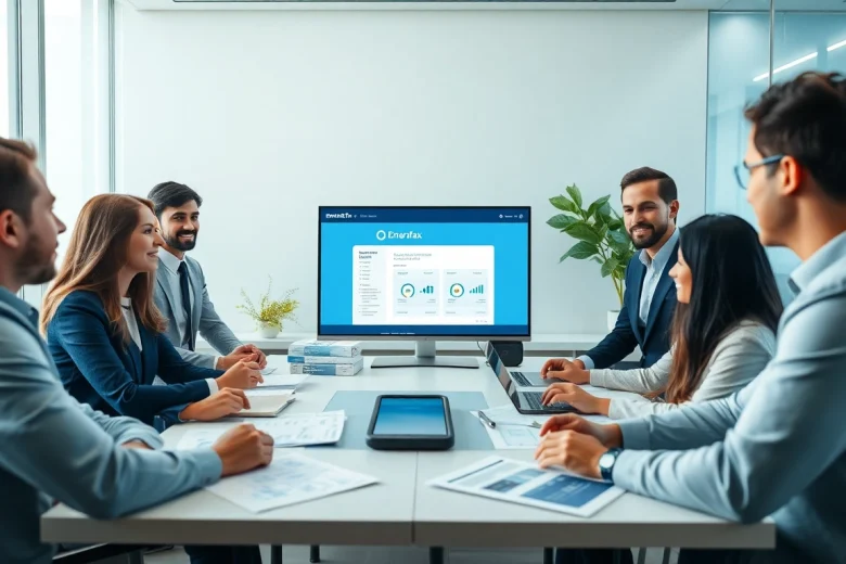 Corporate Tax Return Filing in UAE with diverse professionals discussing financial documents in modern office.