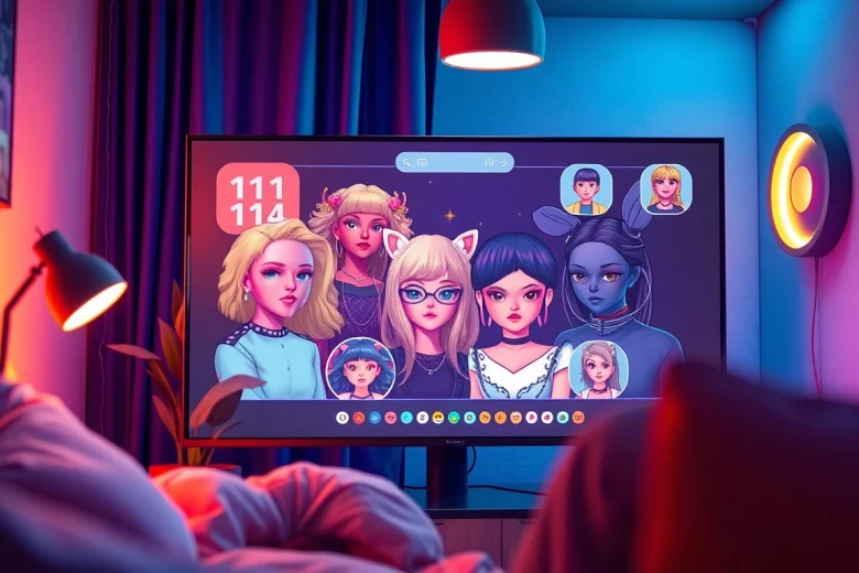 Dynamic chat interface showcasing various NSFW character AI avatars in a cozy environment.