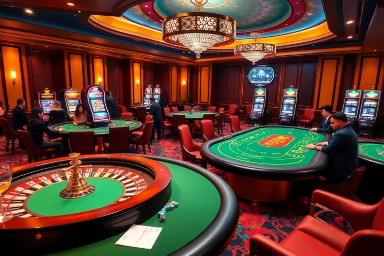 Scène palpitante au meilleur casino en ligne 2026 avec l'excitation du poker et de la roulette.