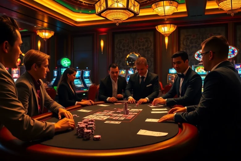 Experience the excitement of bandar mix parlay betting at a luxury casino table with vibrant chips and cards.