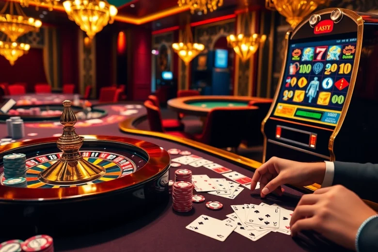 Ressentez l'excitation du casino en ligne fiable avec des tables de poker vibrantes et des joueurs enthousiastes pariant.